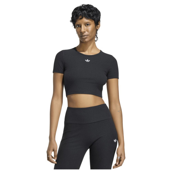 Adidas Γυναικεία κοντομάνικη μπλούζα Essentials Ribbed Cropped Top